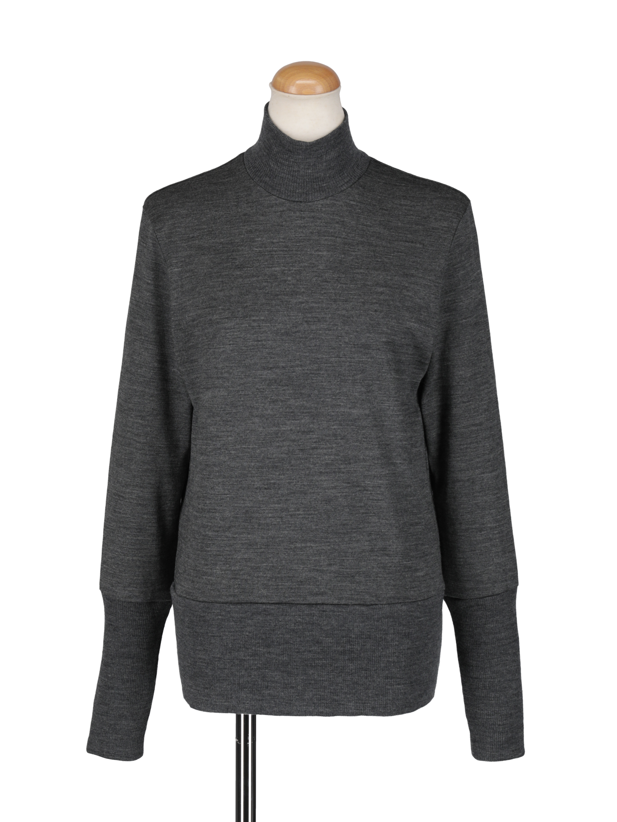 ニットカットリヴハイネック(グレー)