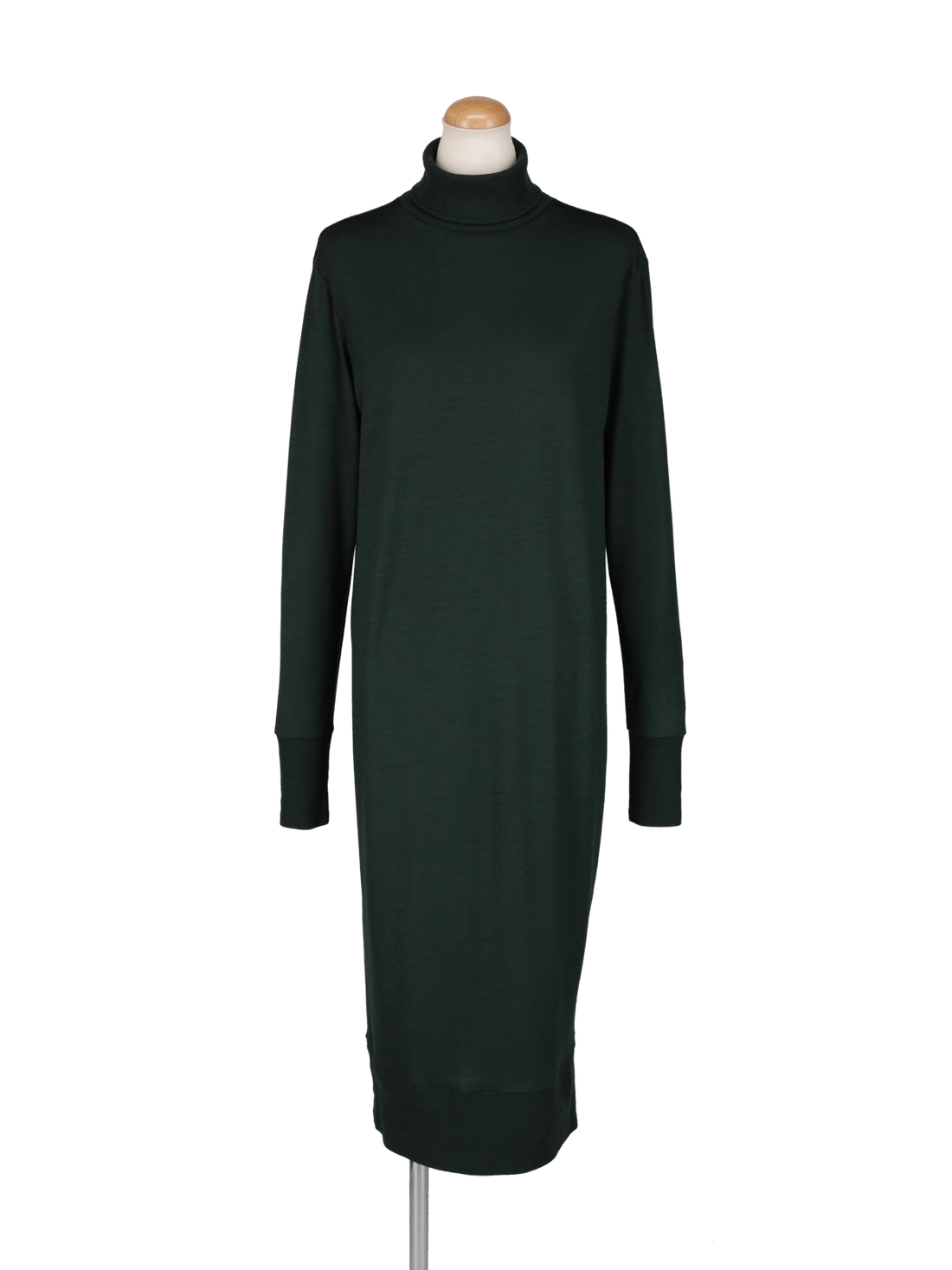 ニットカットタートルロングワンピース（グリーン）
