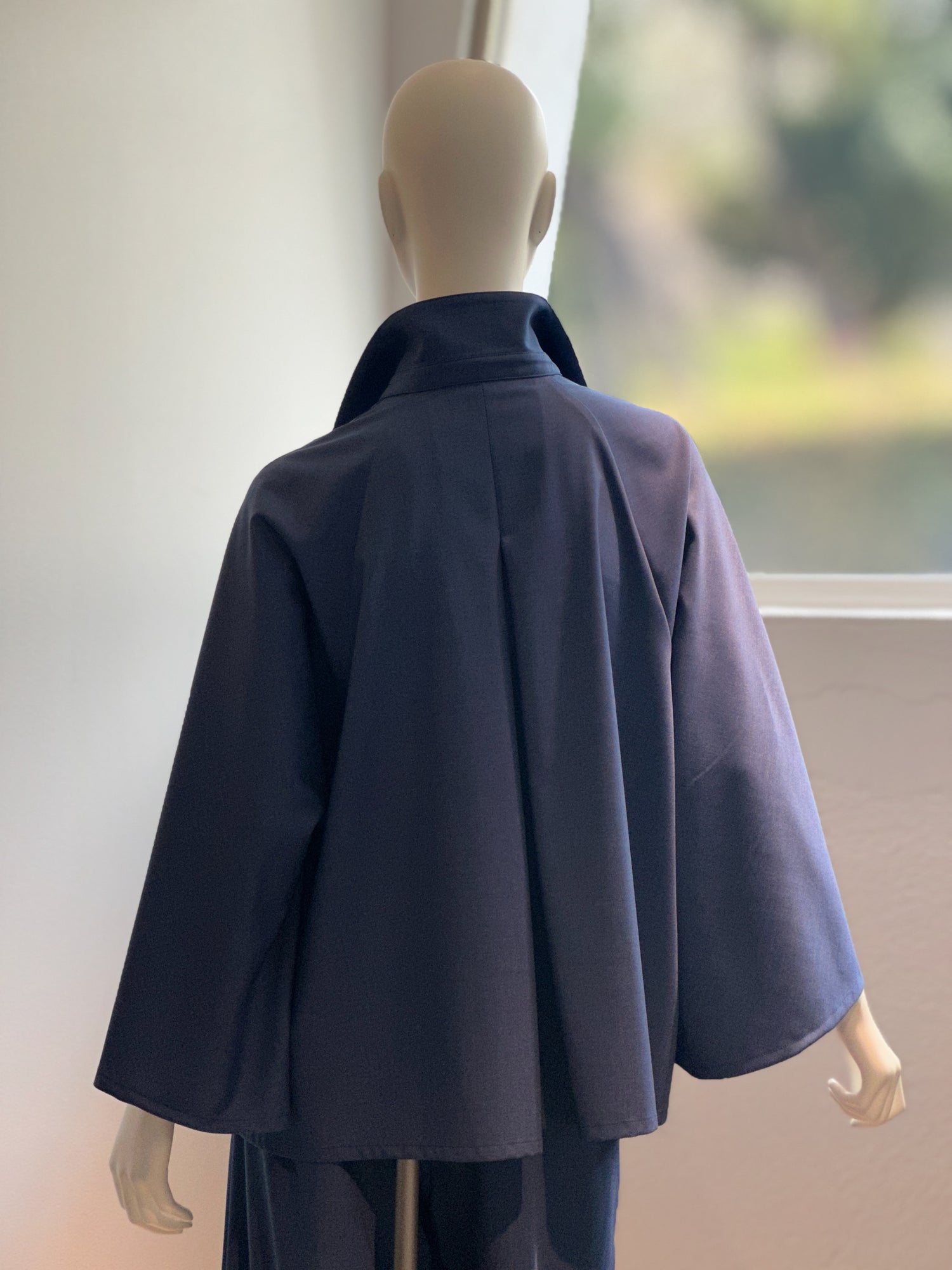 【コーデセット】スキッパーシャツ×ポリレーヨンワイドパンツ(インディゴ)