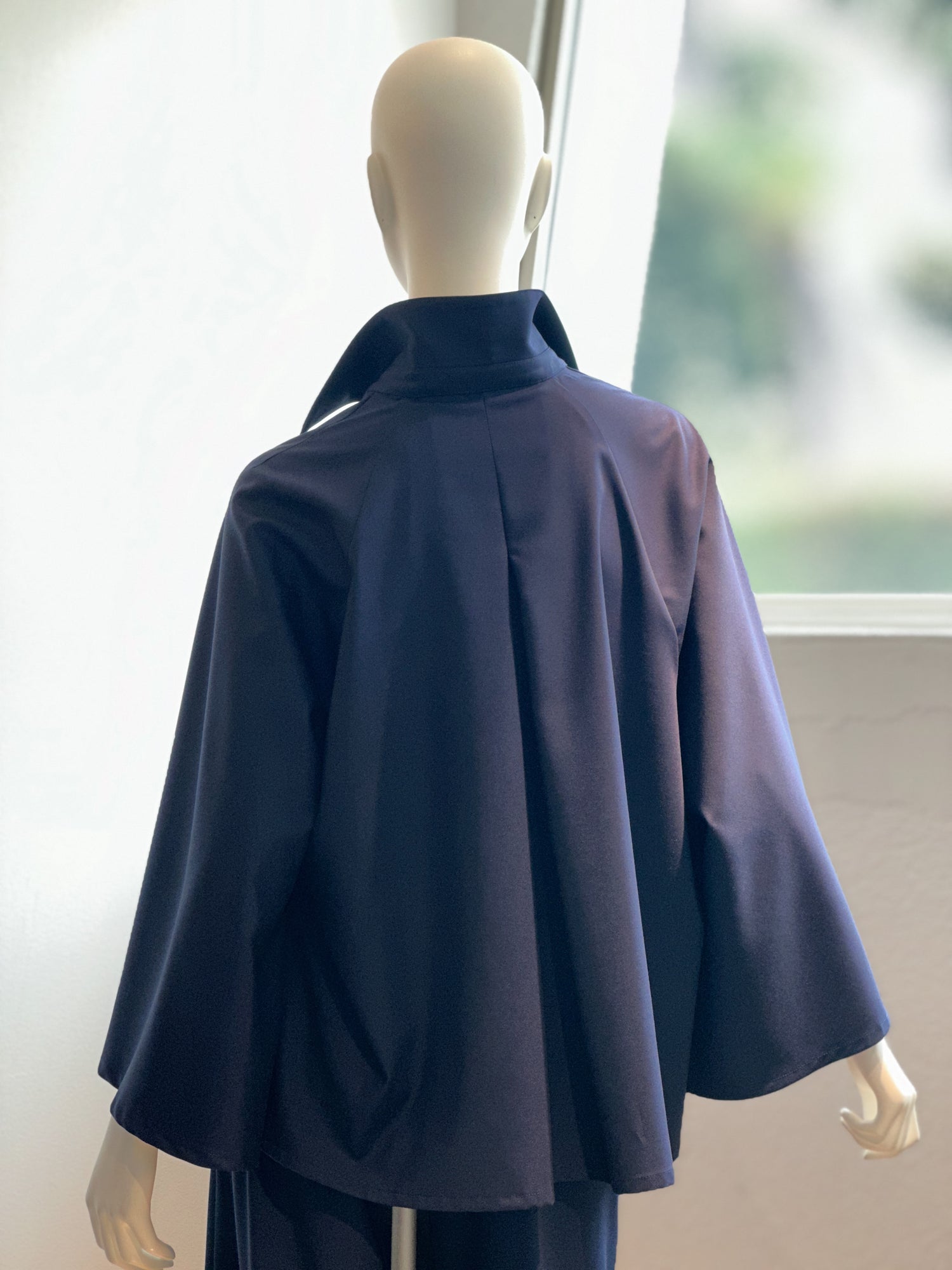 【コーデセット】スキッパーシャツ×ポリレーヨンワイドパンツ(ネイビー)