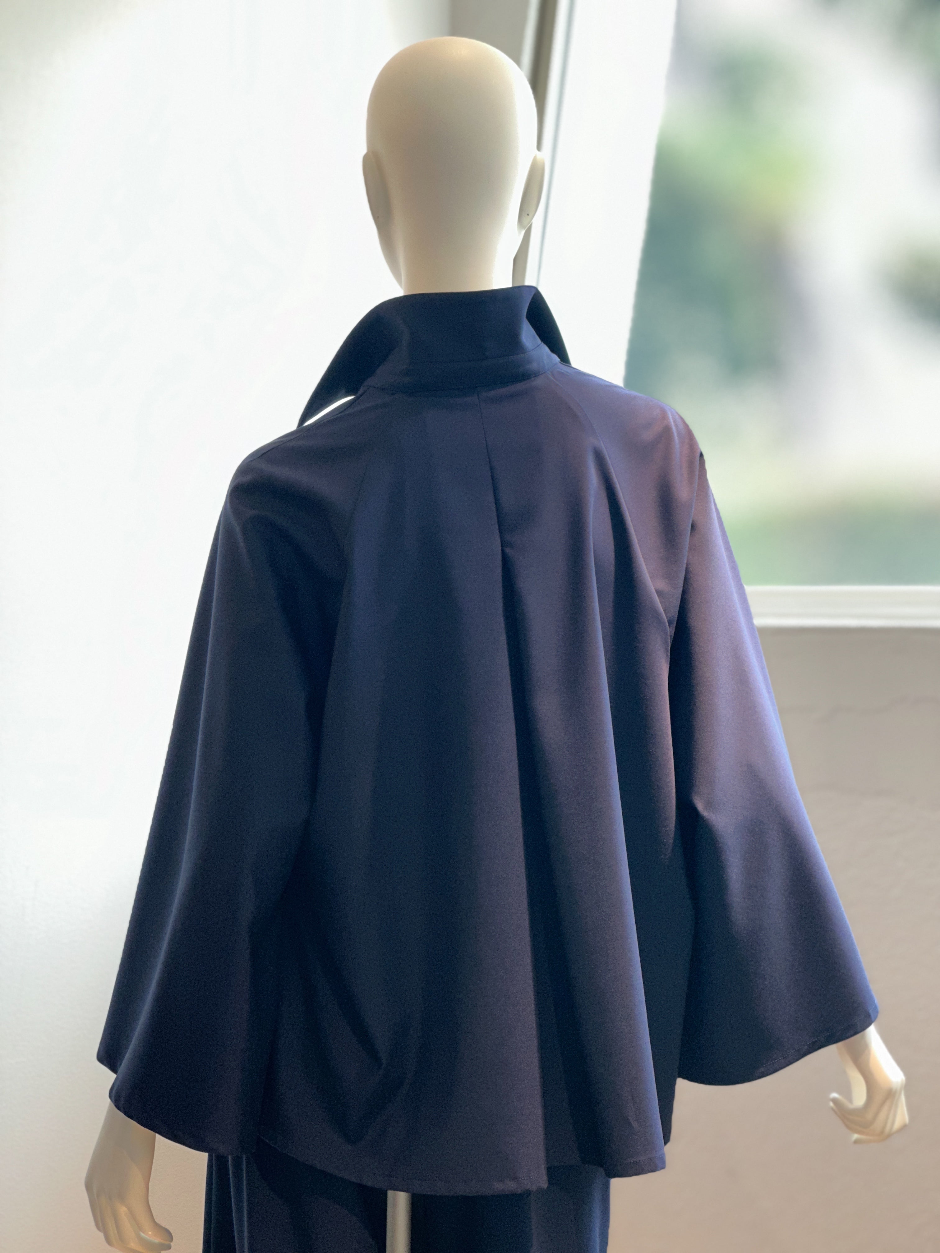 【コーデセット】スキッパーシャツ×ポリレーヨンワイドパンツ(ネイビー)