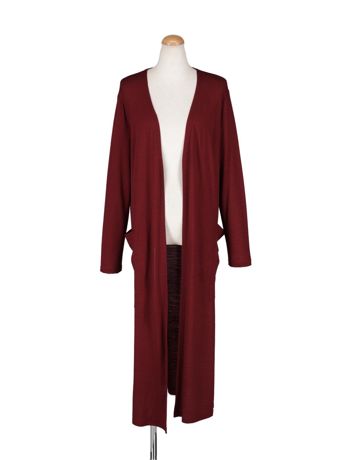 ニットカットロングカーディガン（ボルドー）