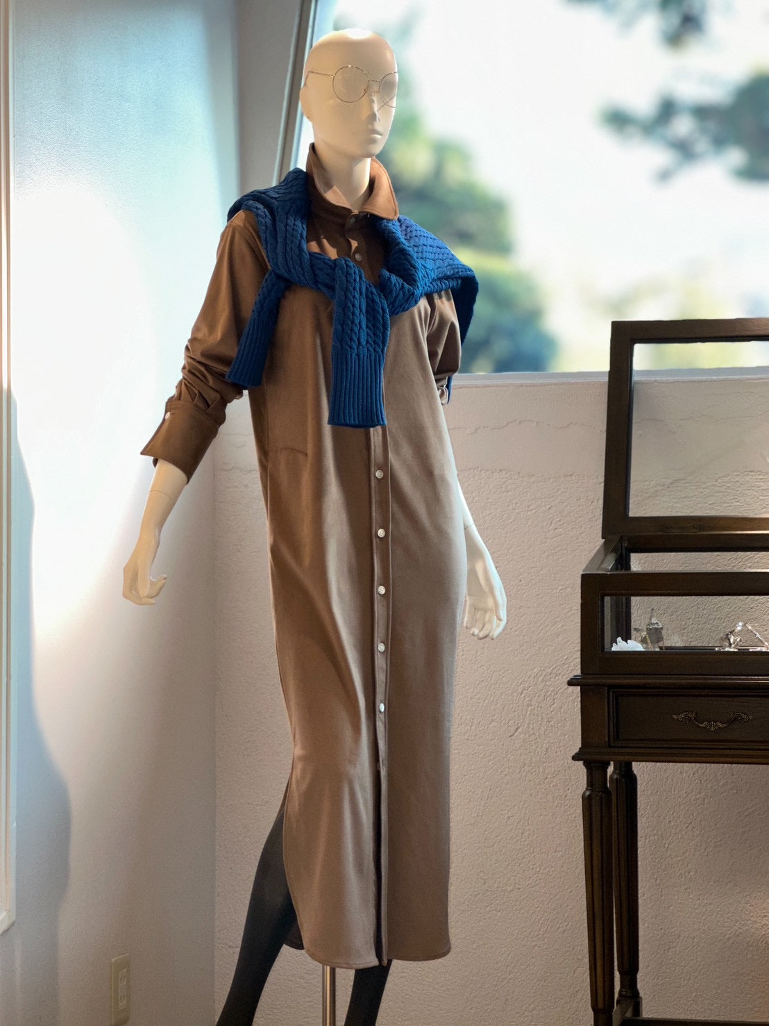 フェイクスエードシャツワンピース(トープ)