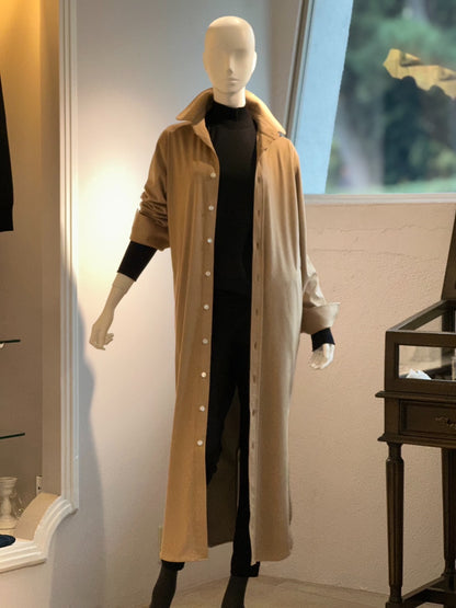 フェイクスエードシャツワンピース(ベージュ)