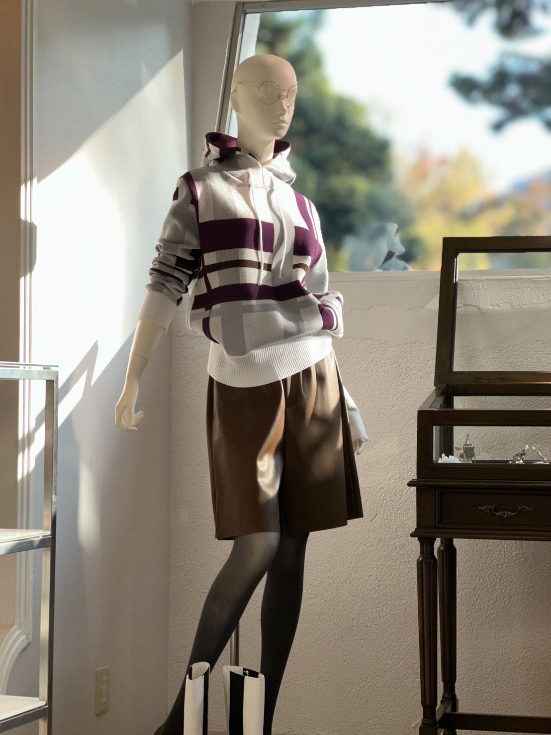 MALUCプルオーバーパーカー(チェックホワイト)