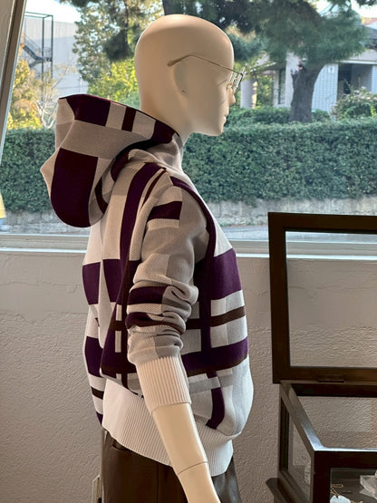 MALUCプルオーバーパーカー(チェックホワイト)