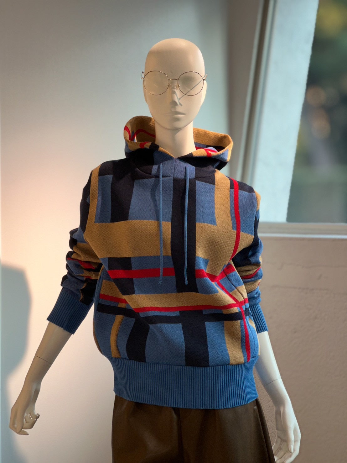 MALUCプルオーバーパーカー(チェックブルーグレー)