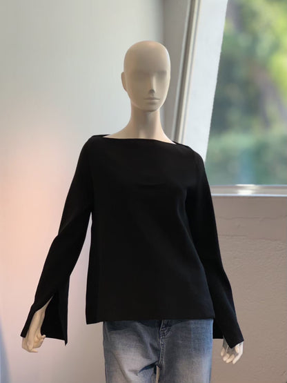 フィットテックボートネックニット(ブラック)