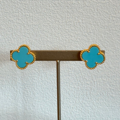 クローバーピアス(ターコイズ)