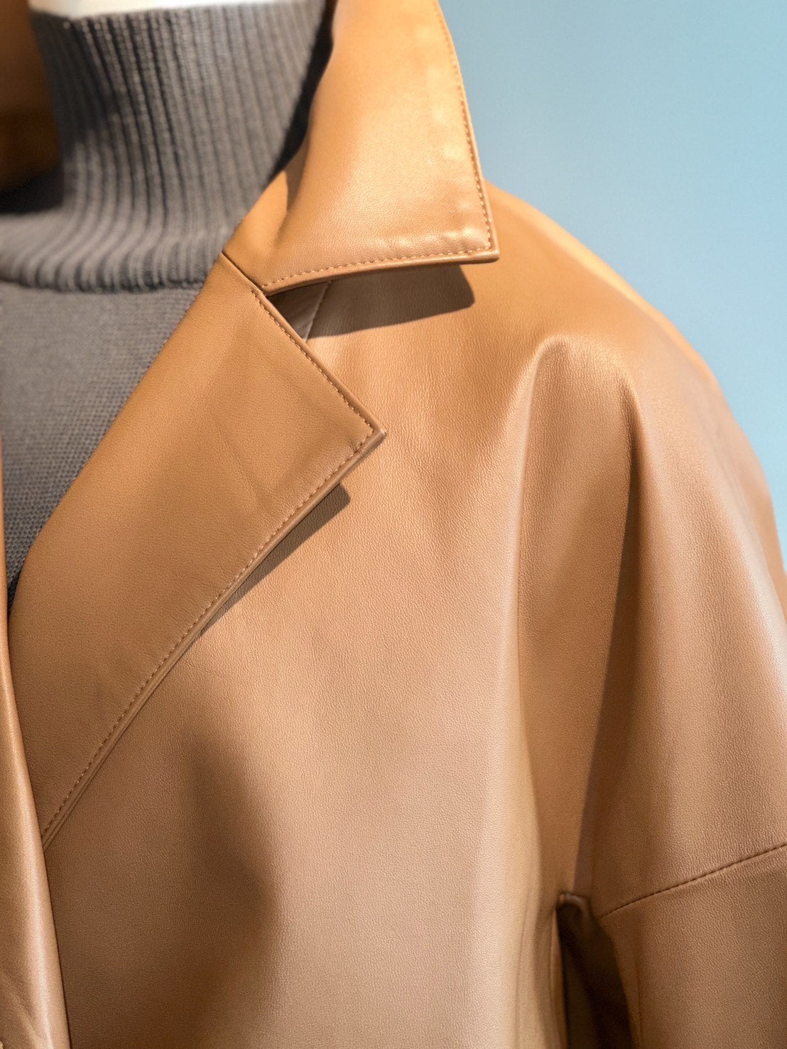 レザーショートトレンチコート（キャメル）