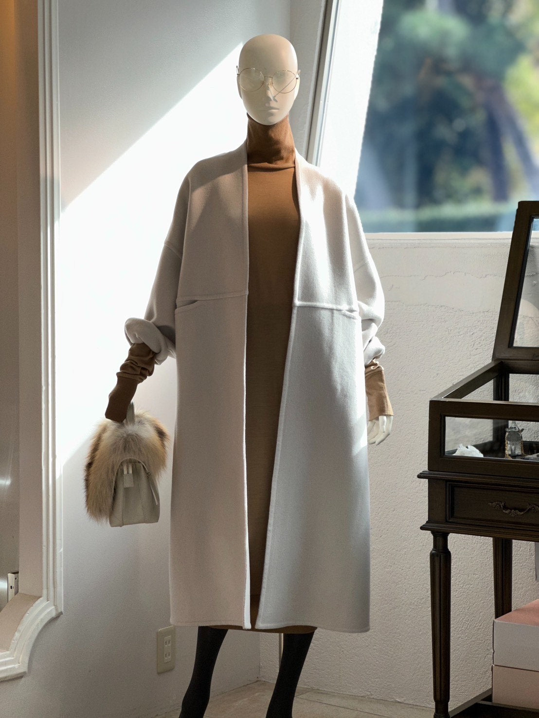 ノーカラーウールカシミヤコート(アイボリー) – stylist-kurakuen