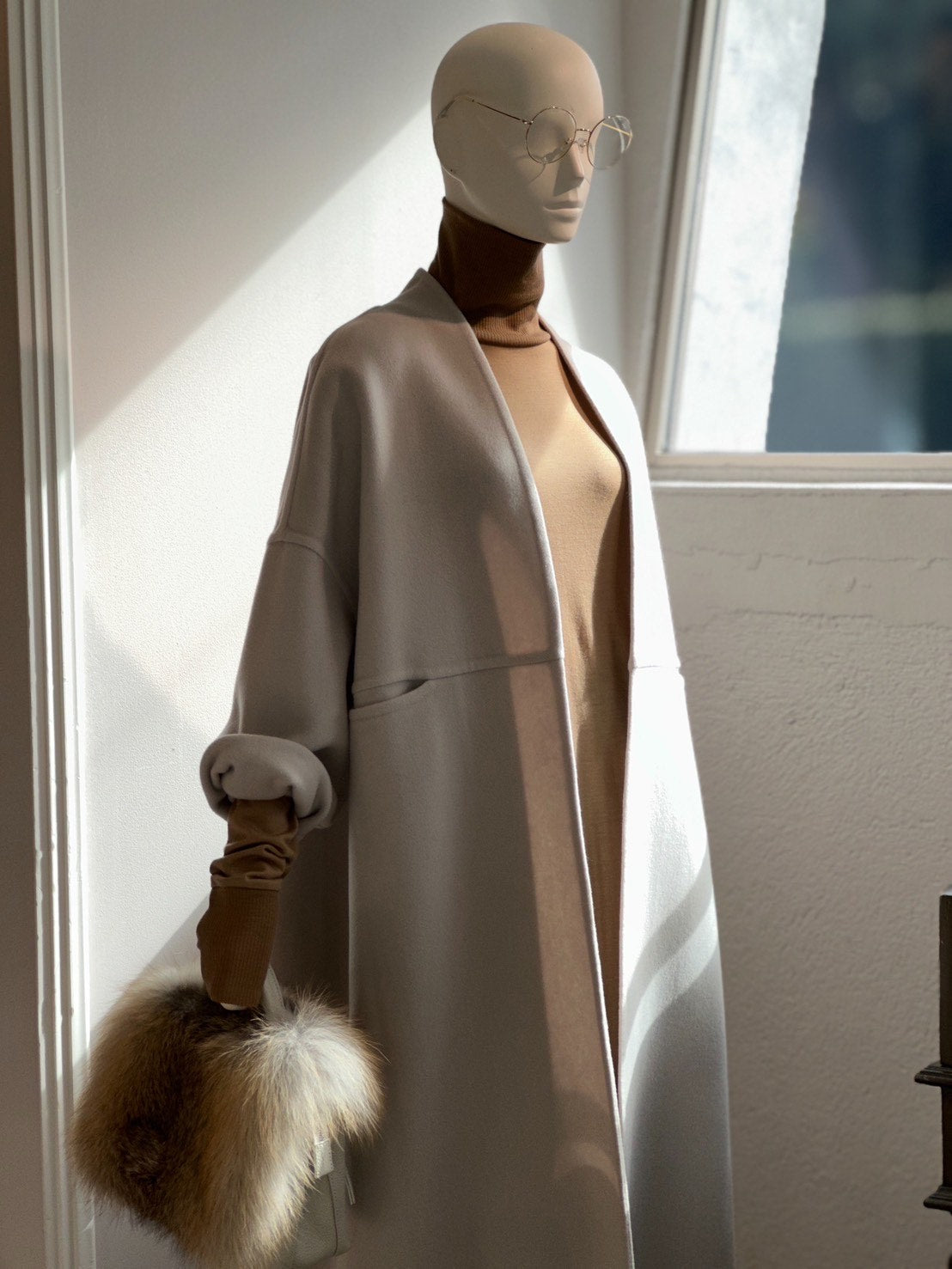 ノーカラーウールカシミヤコート(アイボリー) – stylist-kurakuen