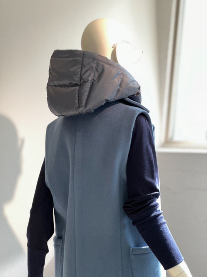 ダウン付きウールベストコート(ブルーグレー)