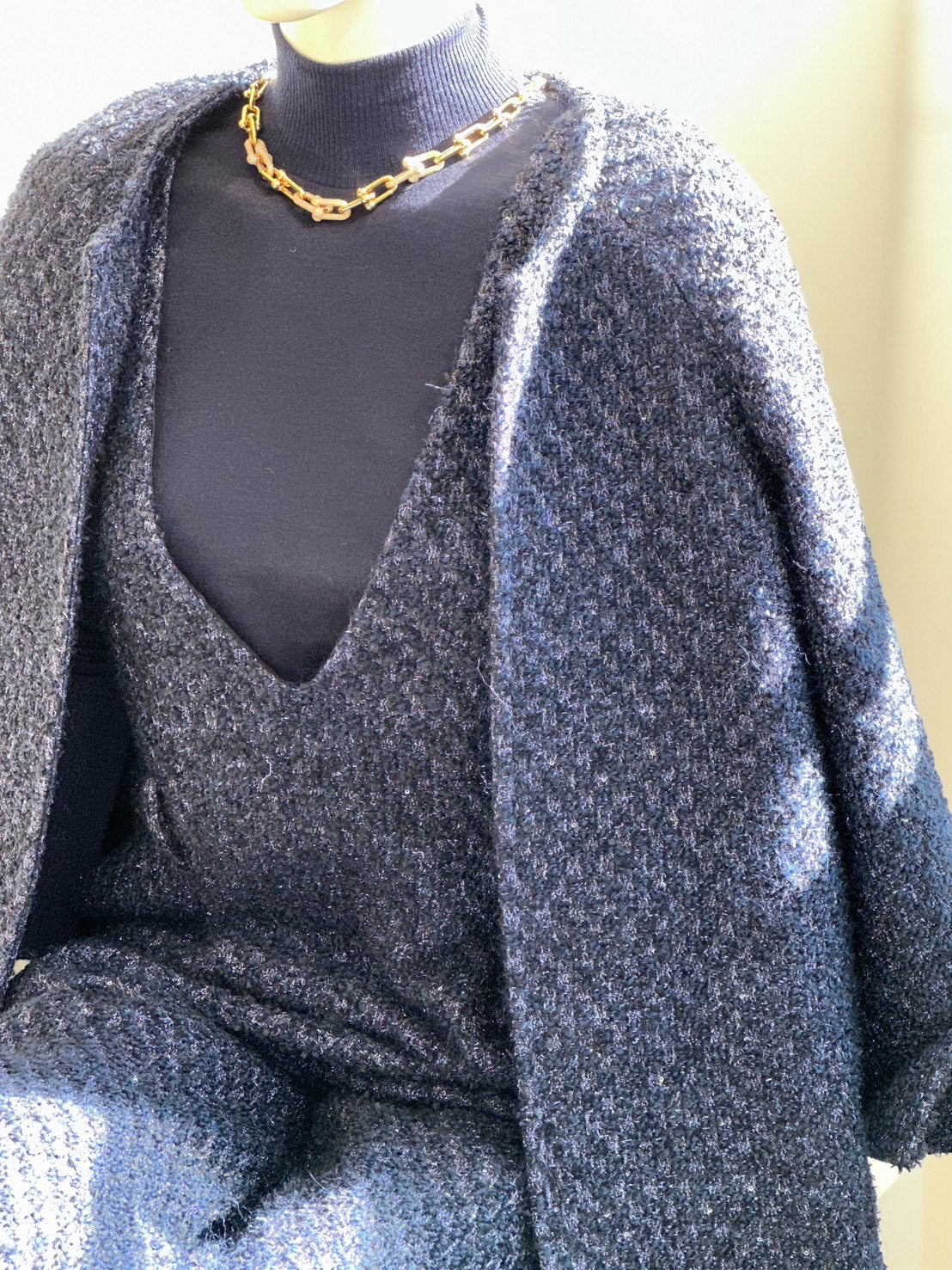 ツイードオールインワン（ネイビー）