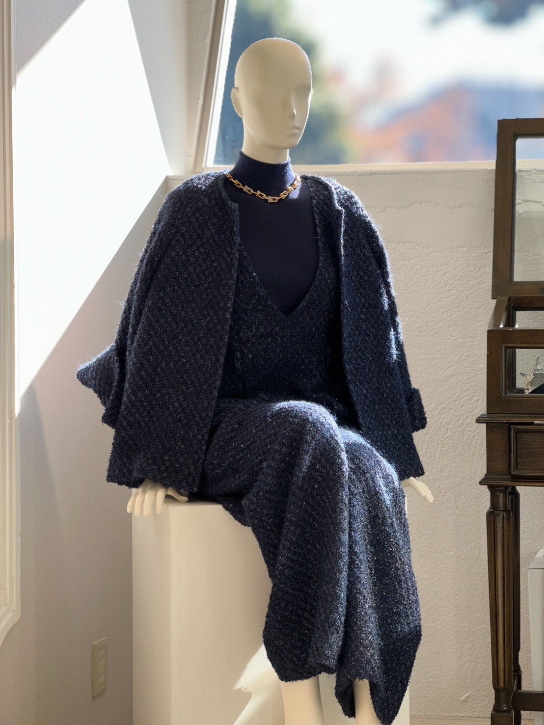 ツイードオールインワン（ネイビー）