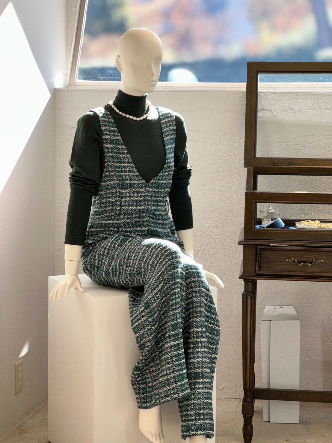 ツイードオールインワン（グリーン）