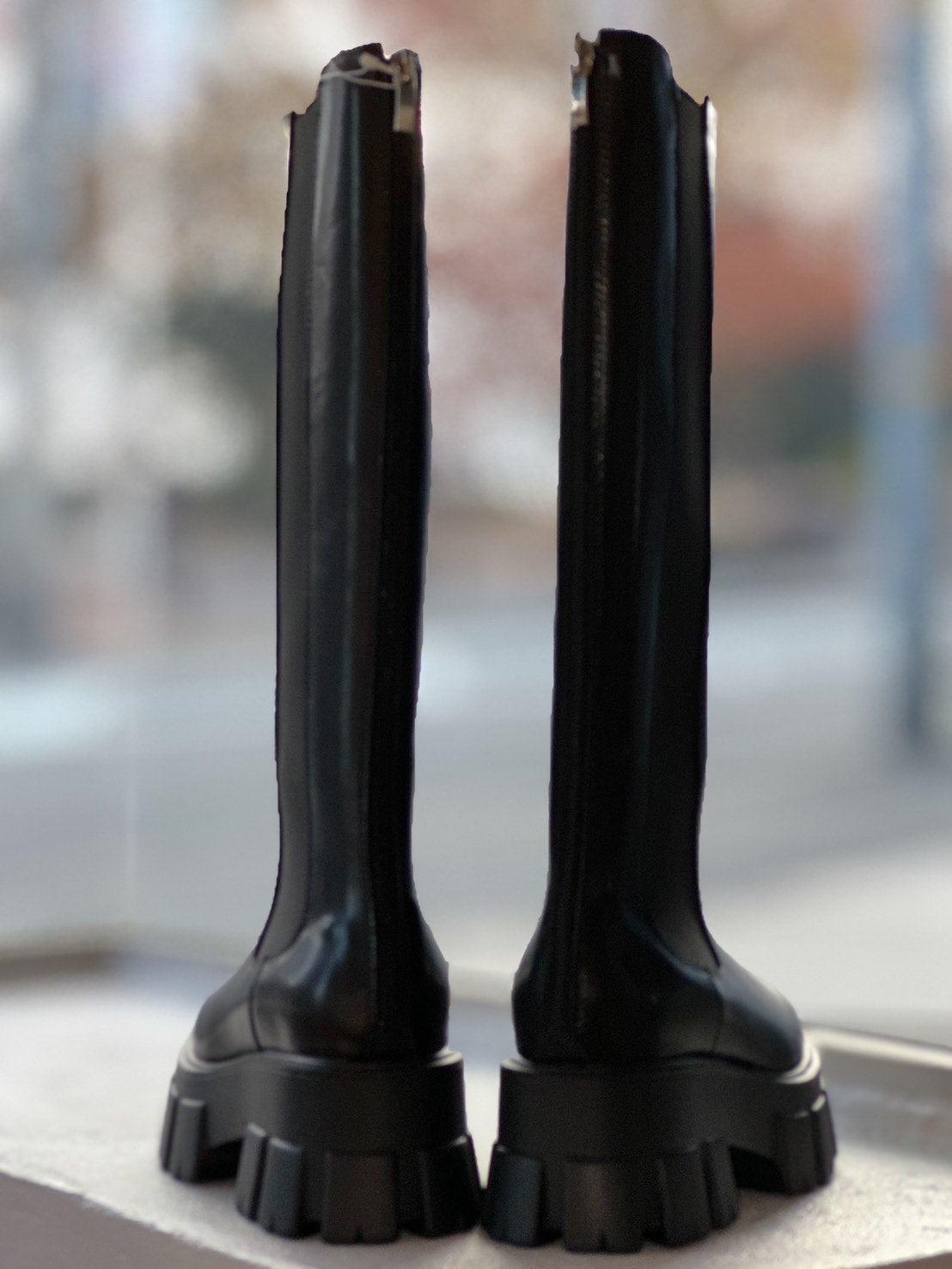 ロングサイドゴアレザーブーツ（ブラック）