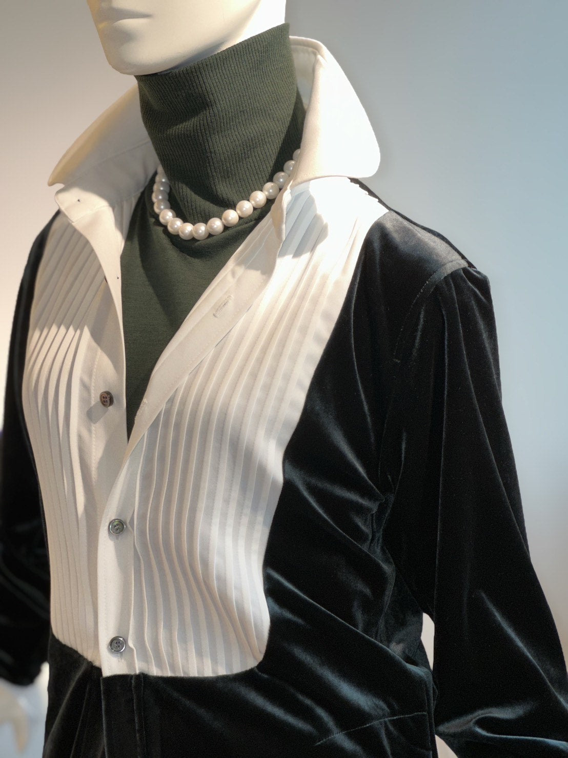 タキシードシャツワンピース（グリーン）