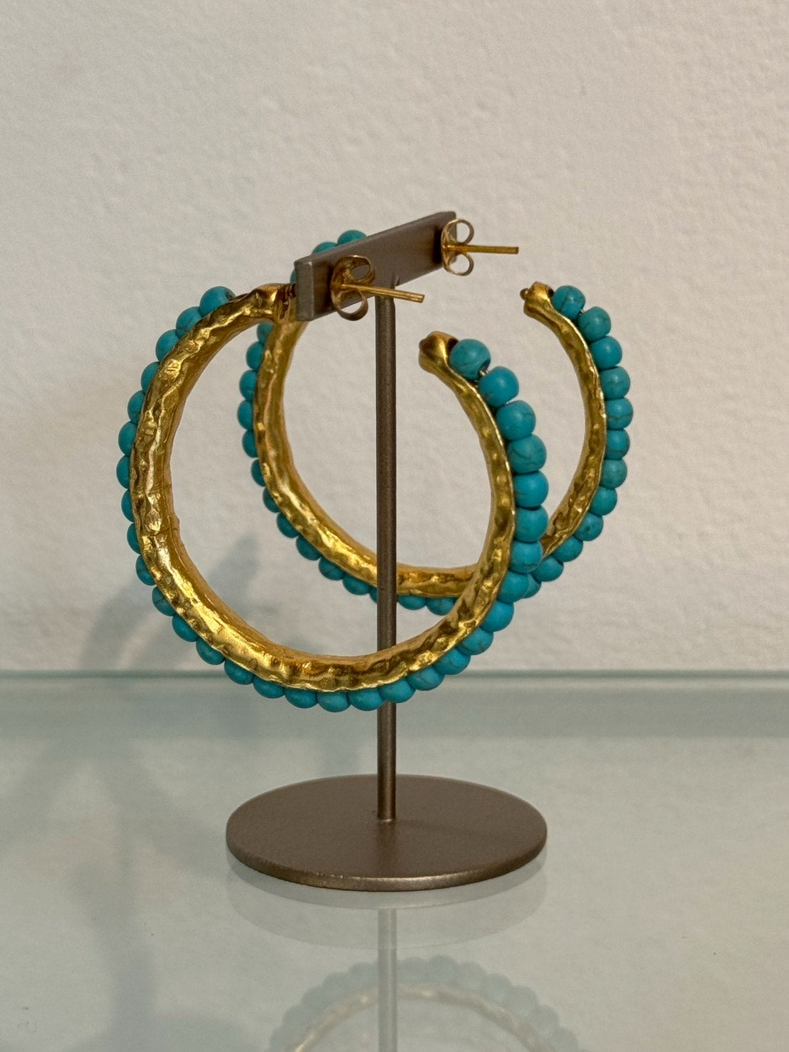 ターコイズフープピアス