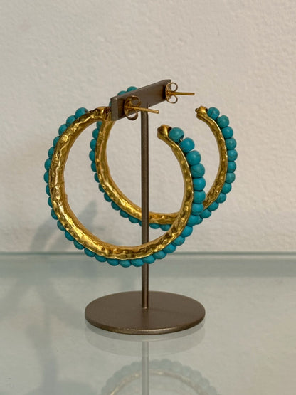 ターコイズフープピアス