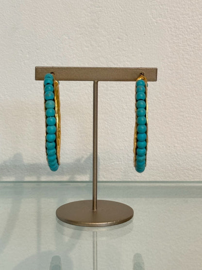 ターコイズフープピアス