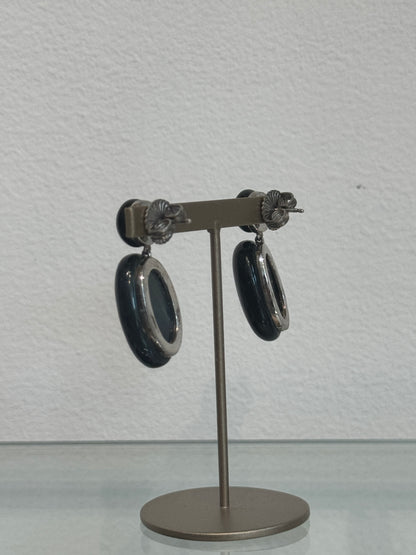 スペインダブルオーバルピアス（ブラック）
