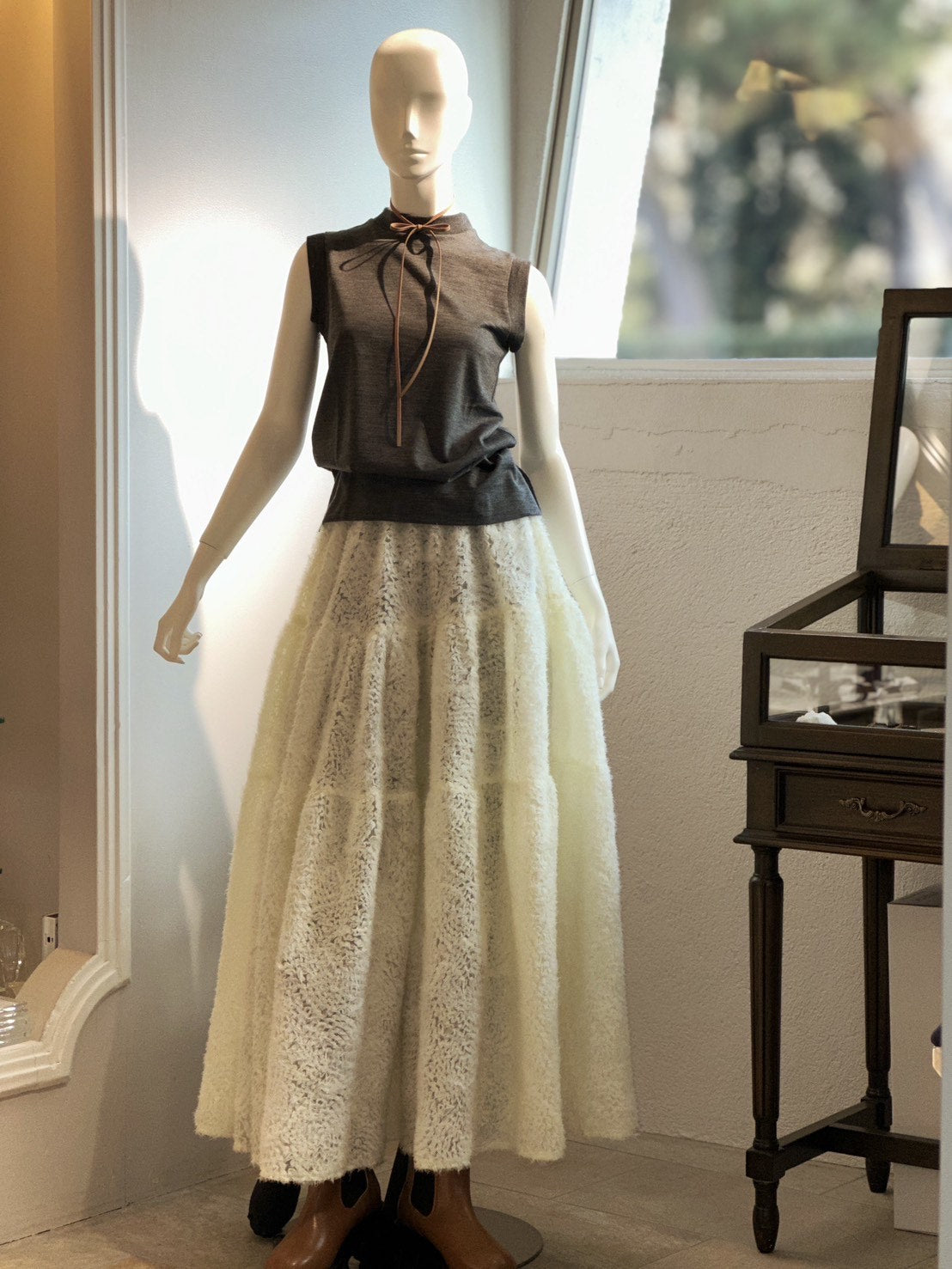 チュールレース ティアードスカート