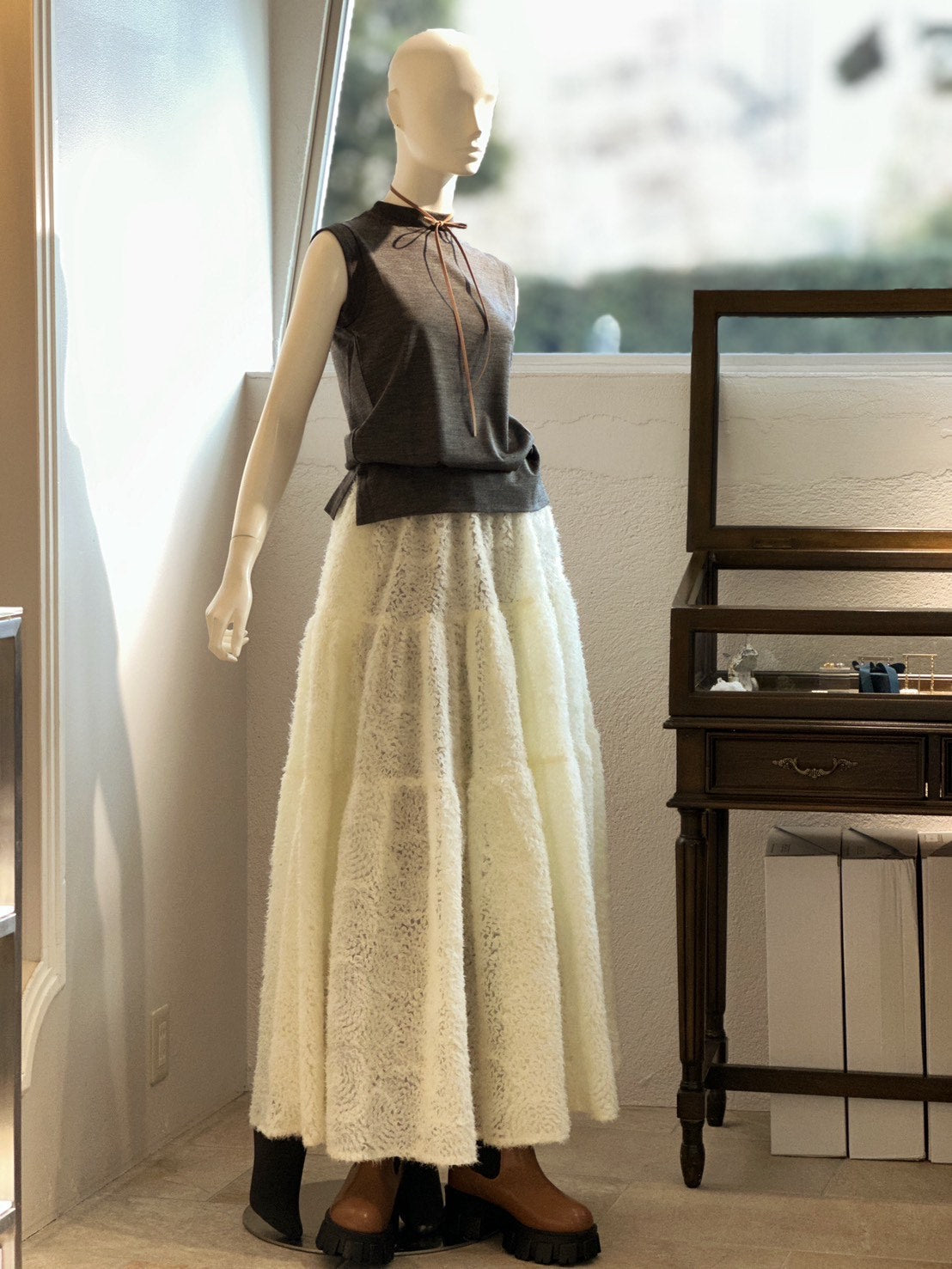 チュールレース ティアードスカート