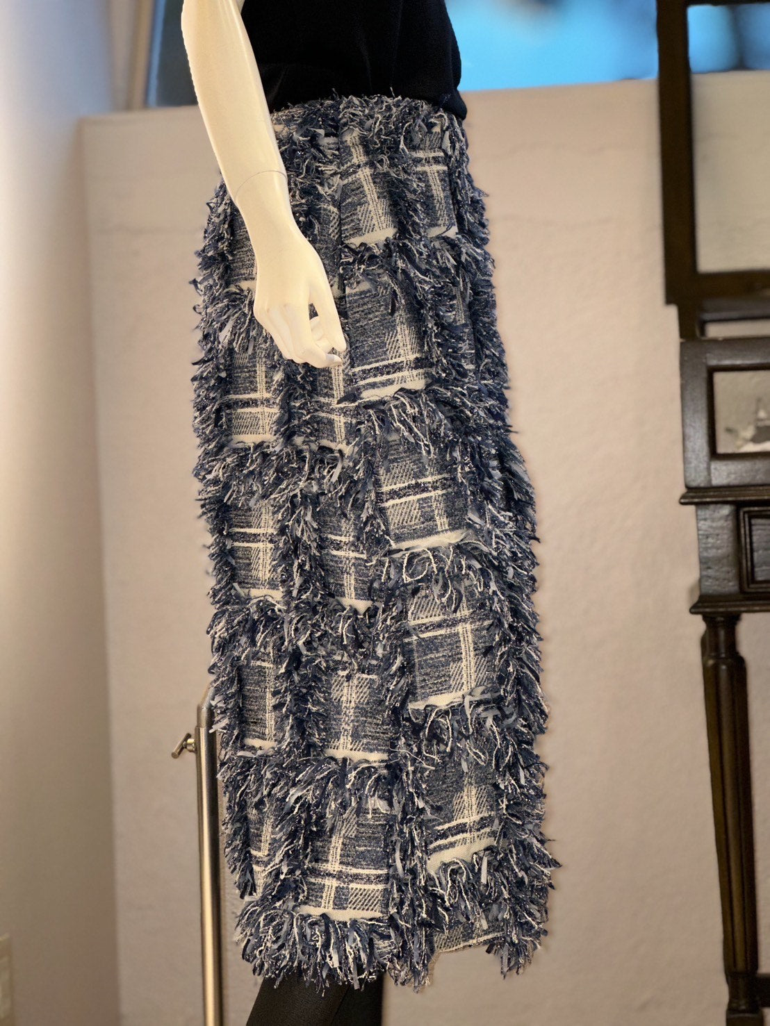ツイード Aラインスリットスカート