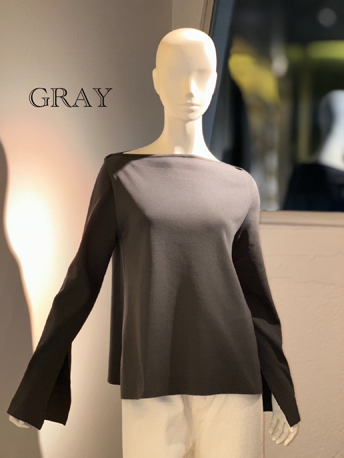 フィットテックボートネックニット（GRAY）