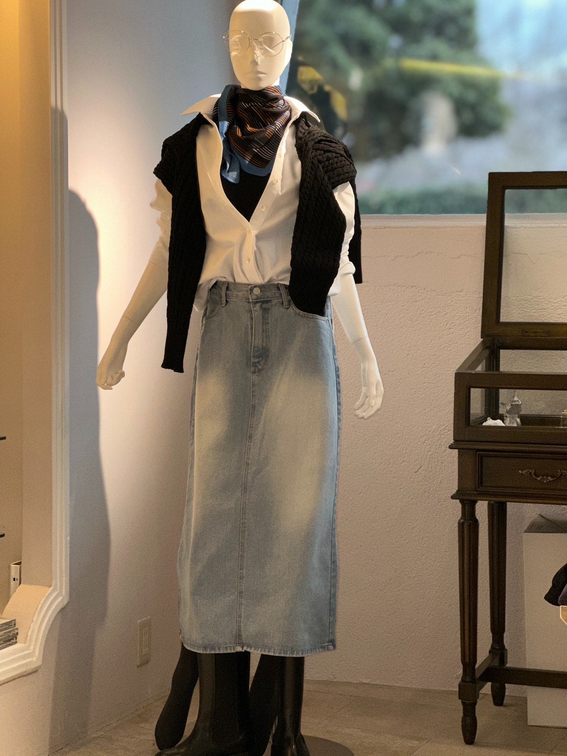 インディゴデニムロングスカート