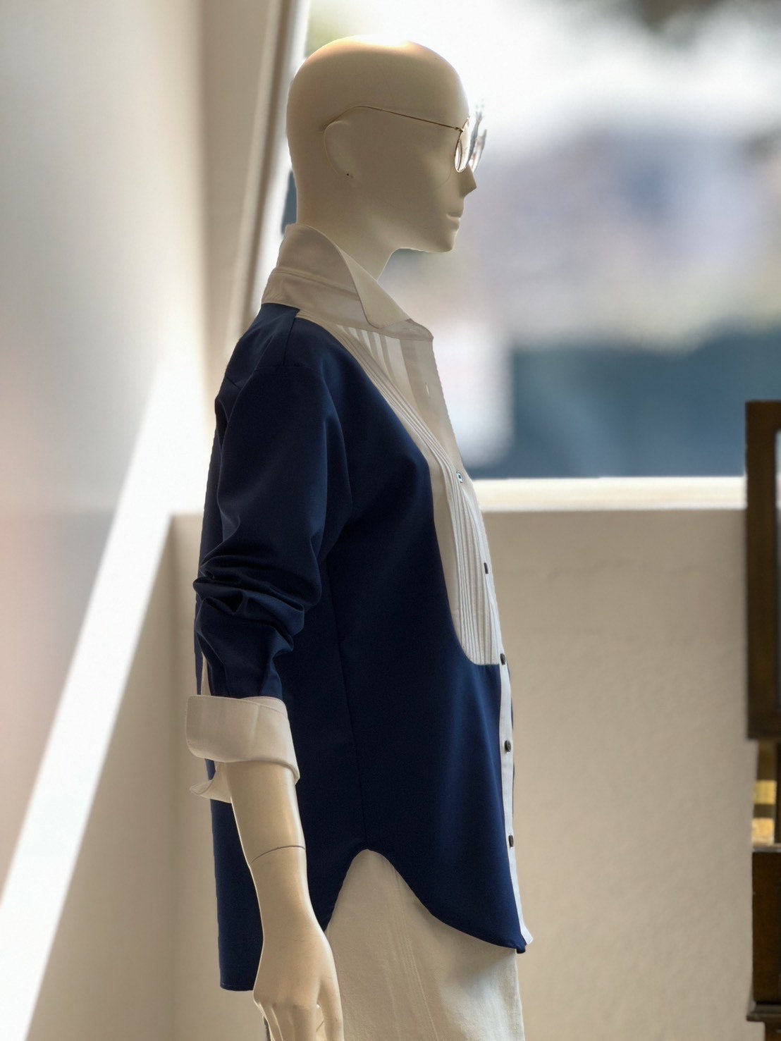 タキシードシャツブラウス（NAVY）
