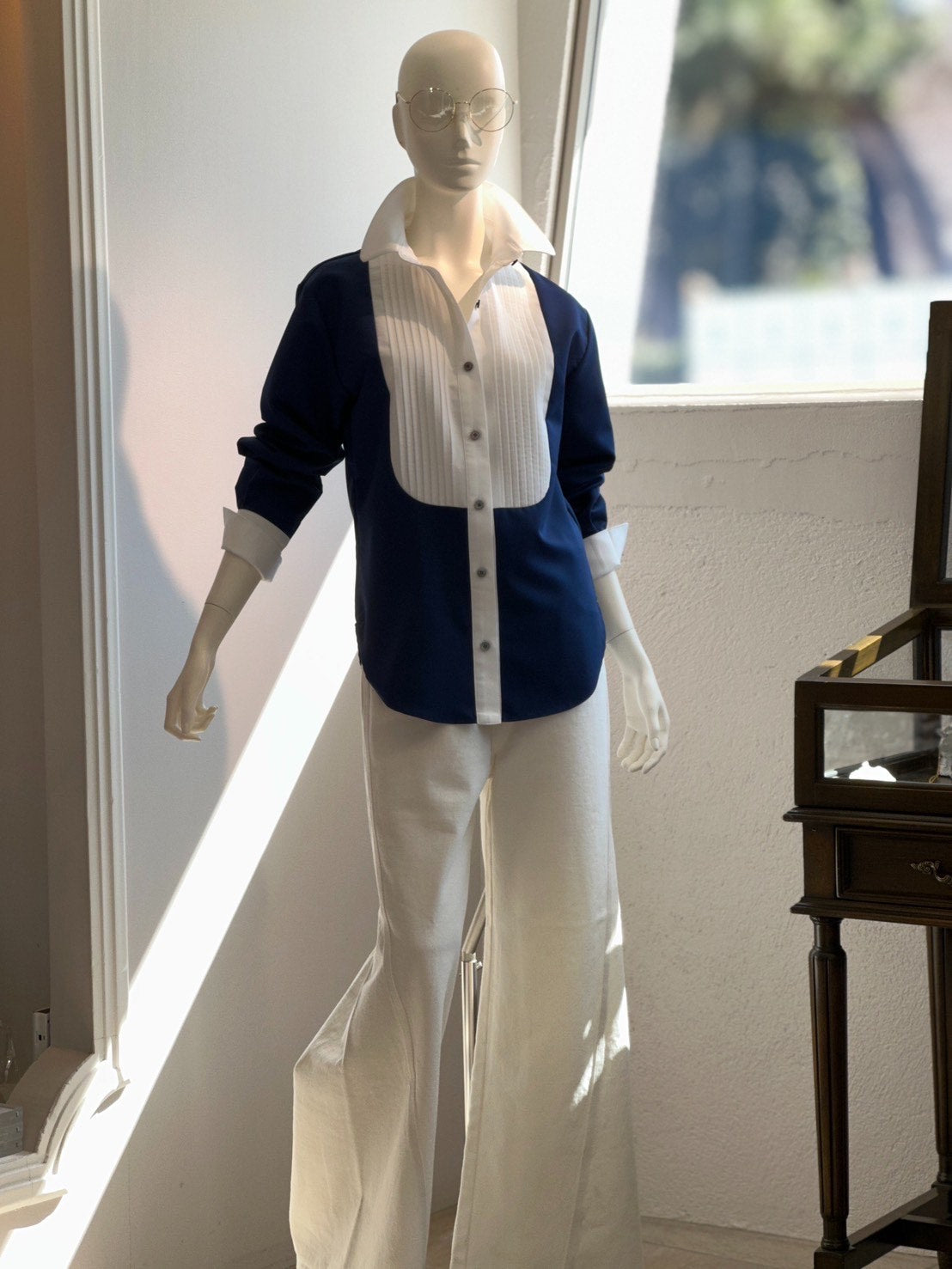 タキシードシャツブラウス（NAVY）
