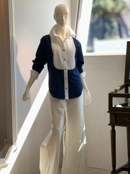 タキシードシャツブラウス（NAVY）