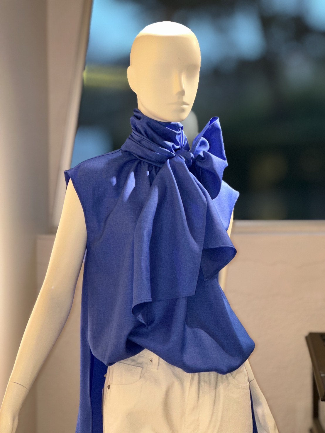 リボンタイブラウス（BLUE）