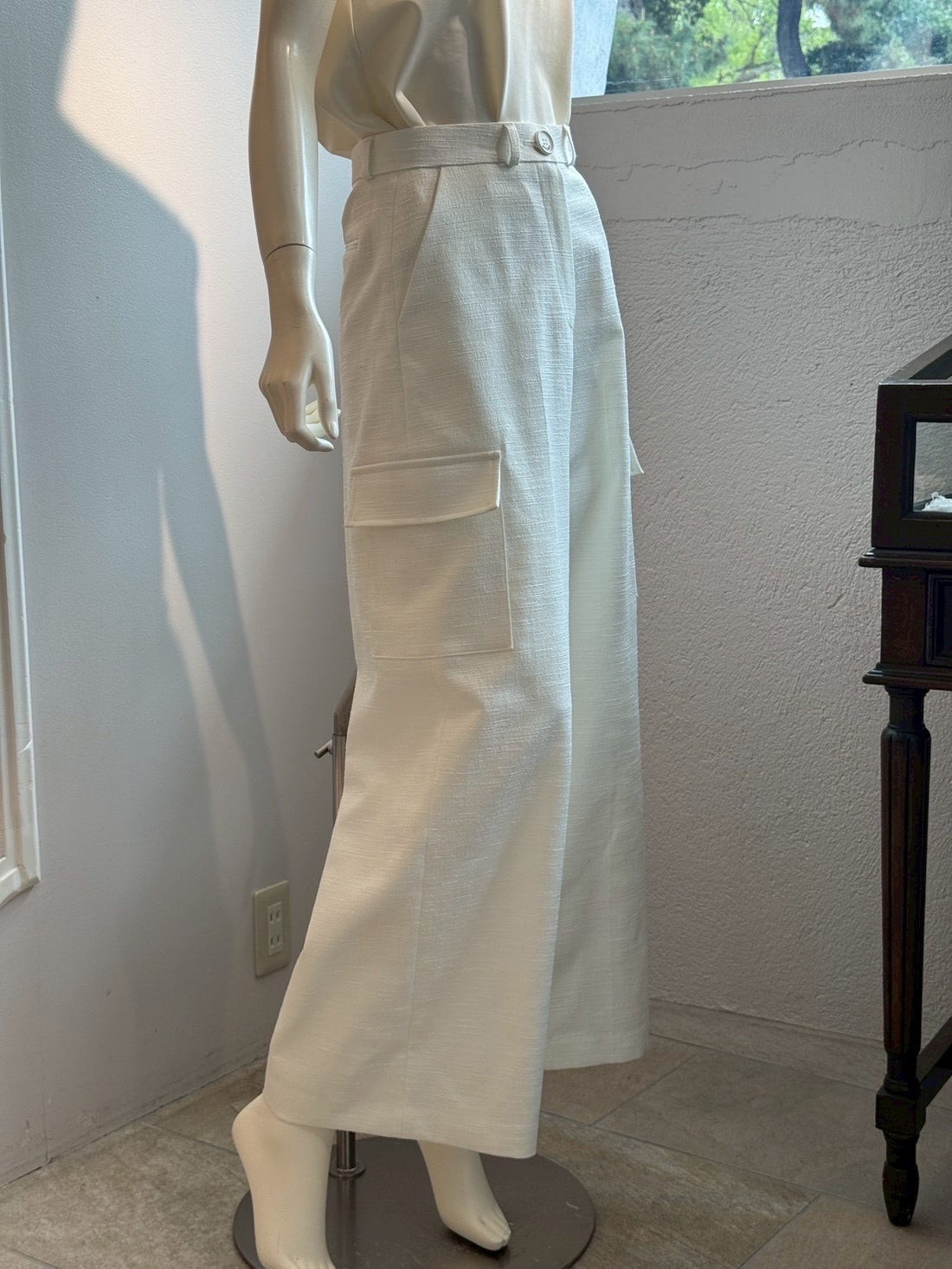 スラブツイード ワイドカーゴパンツ（WHITE）