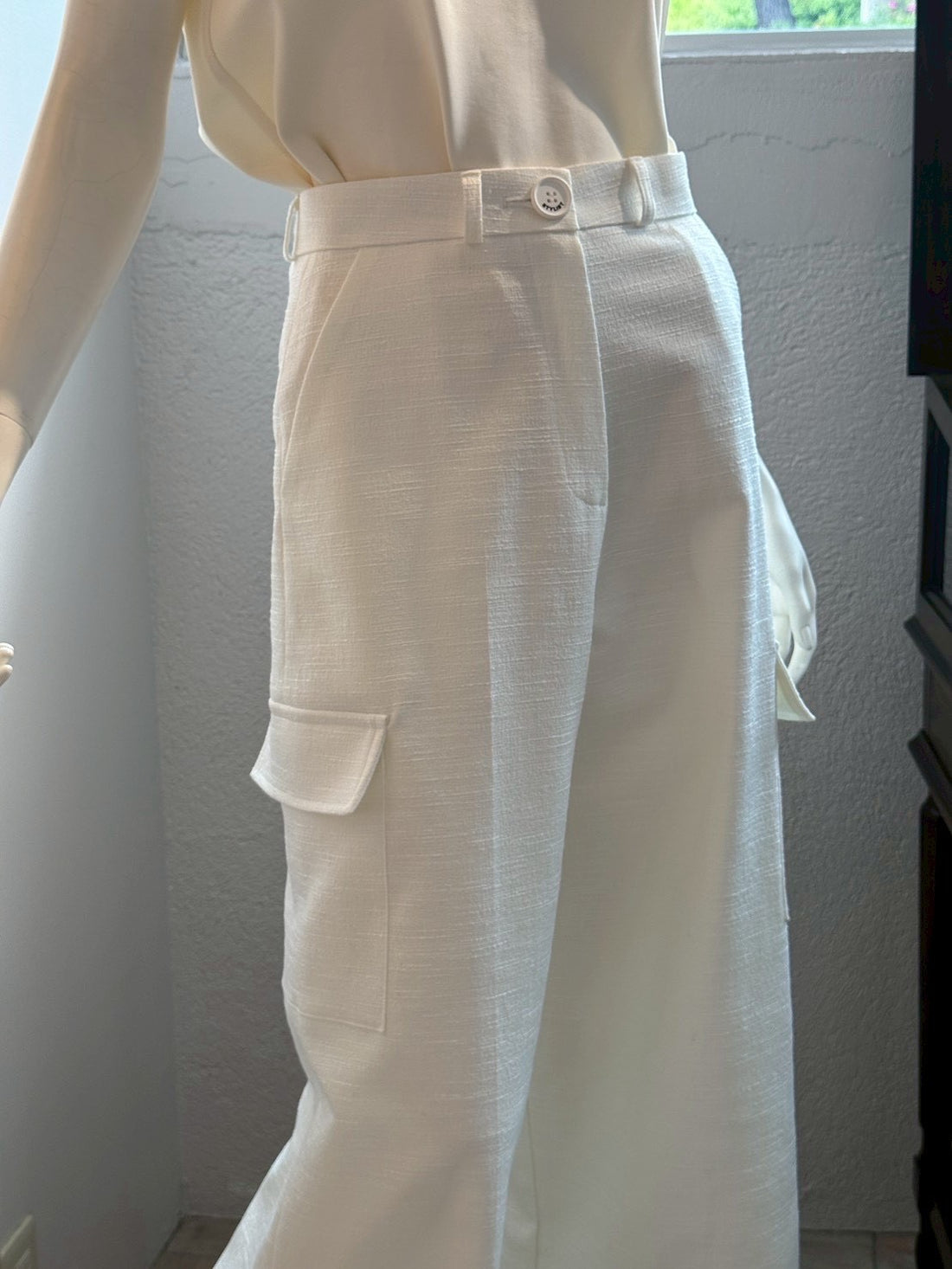 スラブツイード ワイドカーゴパンツ（WHITE）