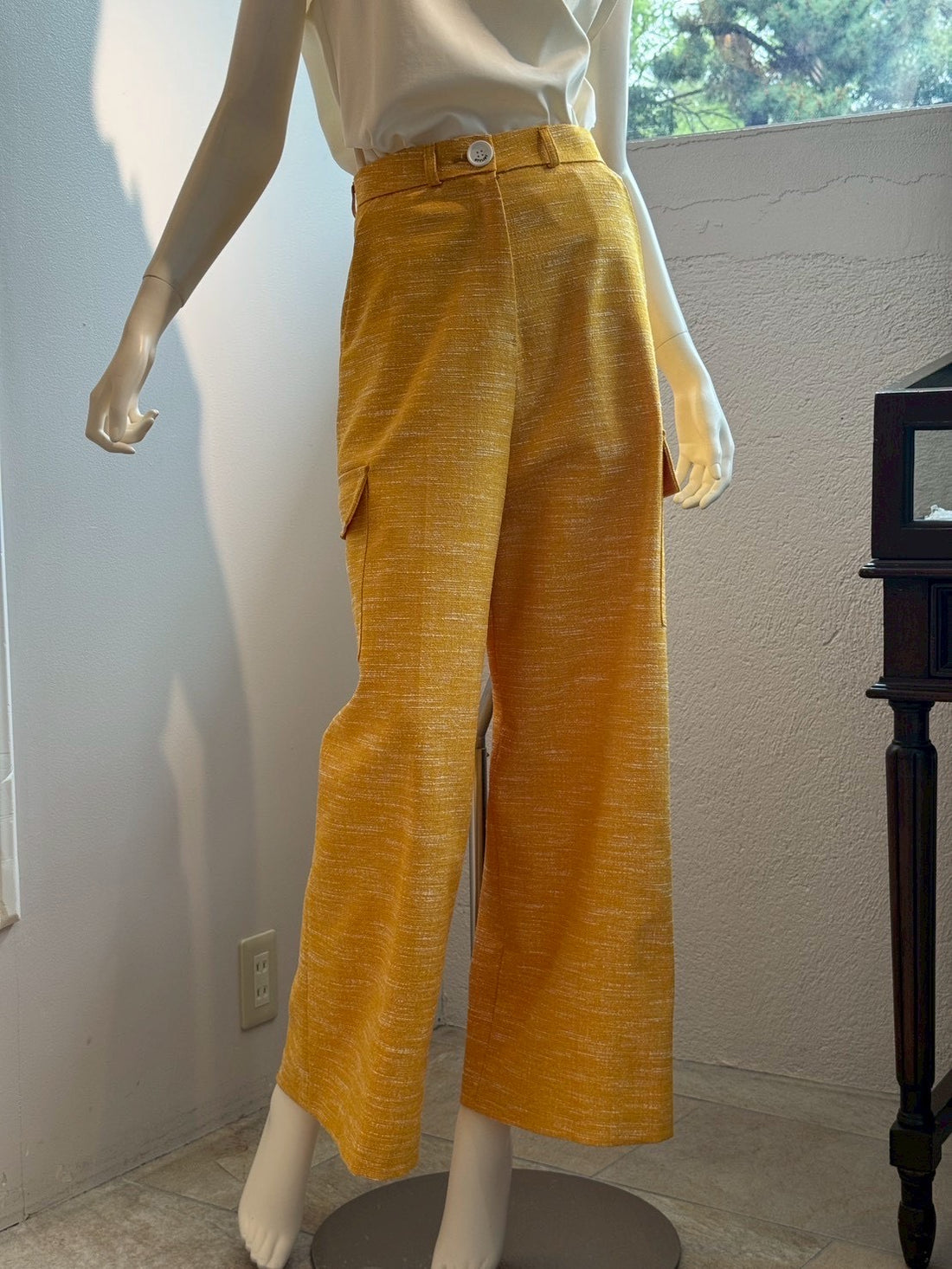 スラブツイード ワイドカーゴパンツ（YELLOW）