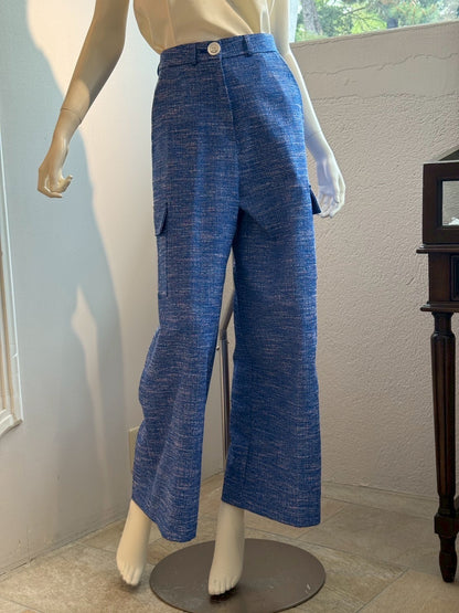 スラブツイード ワイドカーゴパンツ（BLUE）