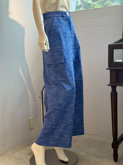 スラブツイード ワイドカーゴパンツ（BLUE）