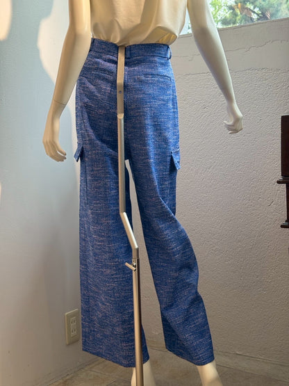 スラブツイード ワイドカーゴパンツ（BLUE）