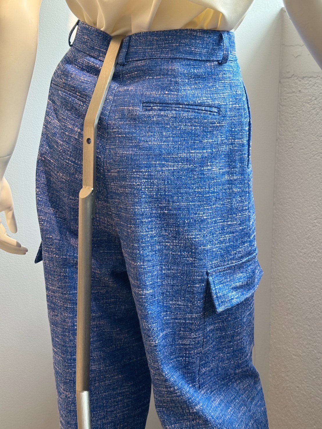 スラブツイード ワイドカーゴパンツ（BLUE）