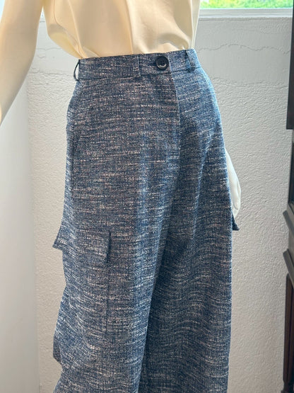 スラブツイード ワイドカーゴパンツ（INDIGO）