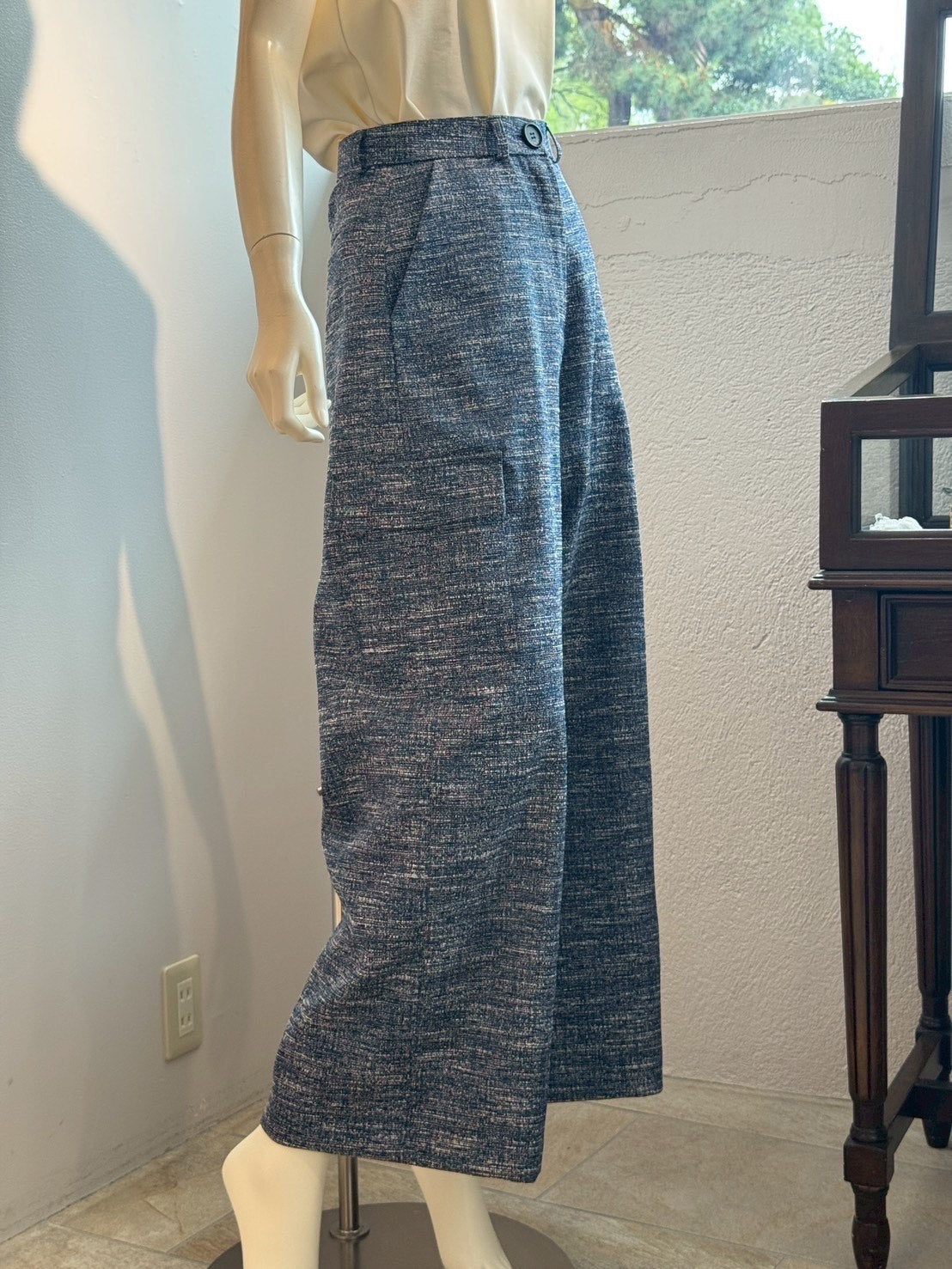 スラブツイード ワイドカーゴパンツ（INDIGO）