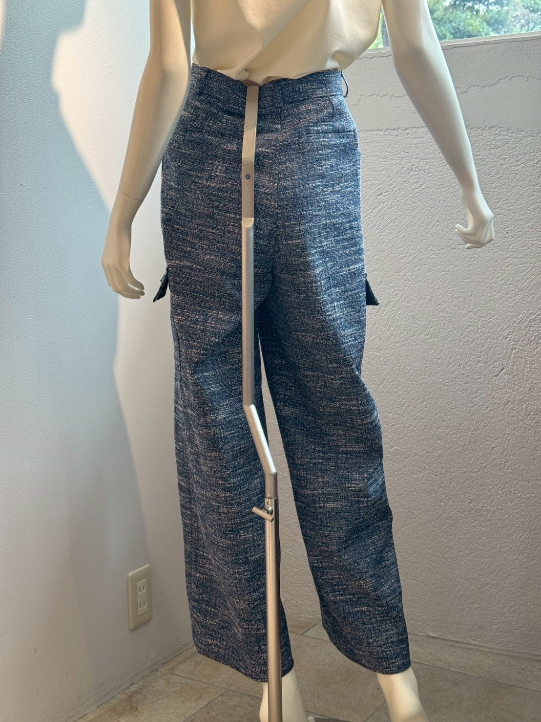 スラブツイード ワイドカーゴパンツ（INDIGO）