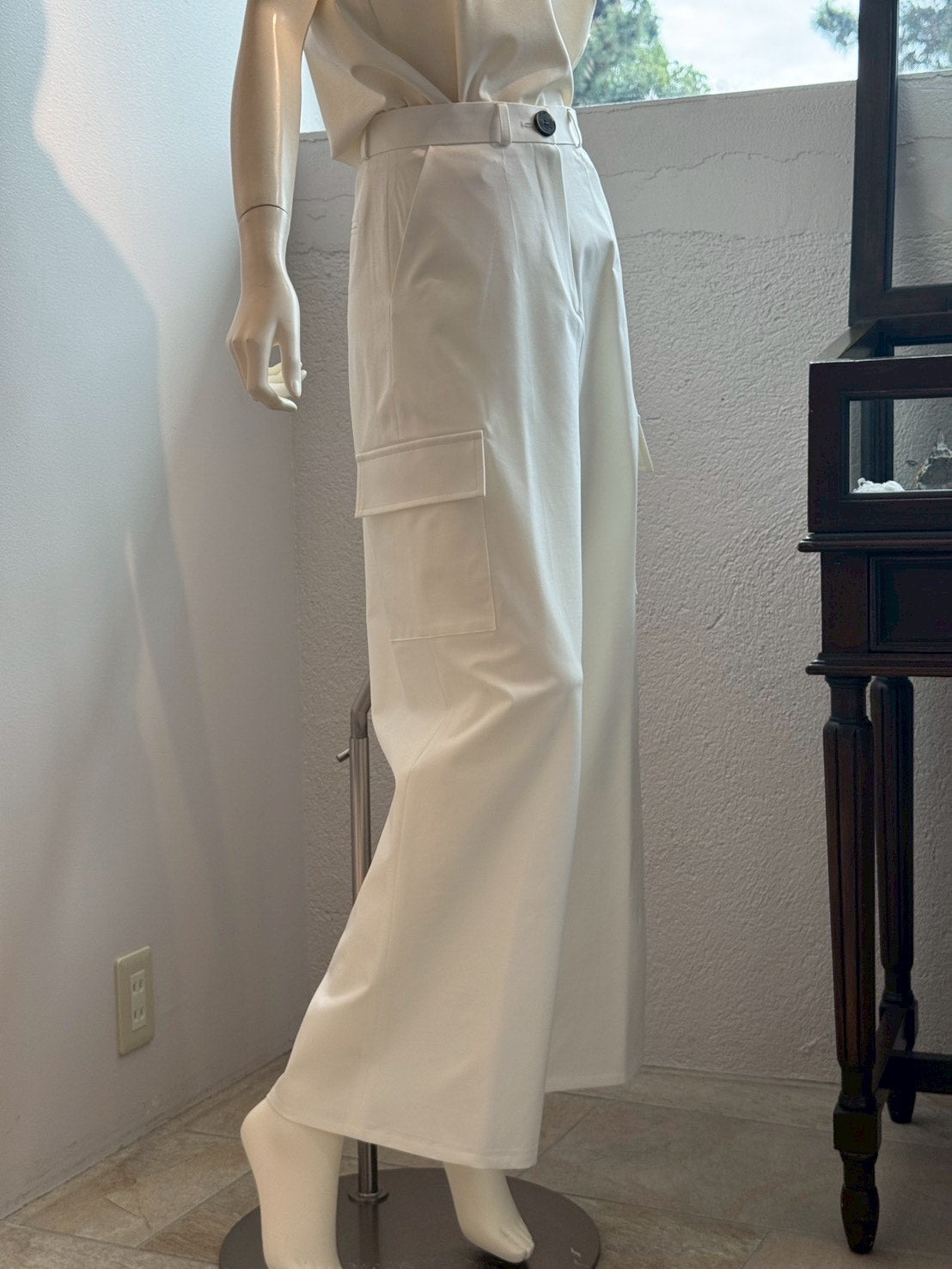 ワイドカーゴパンツ ストレッチポンチ（WHITE）
