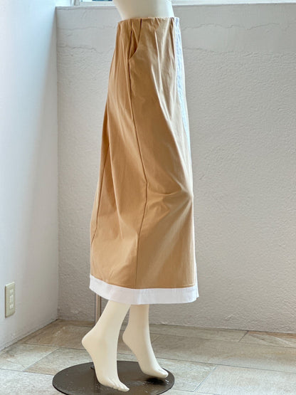 トリミング Ａラインスカート（BEIGE×WHITE）