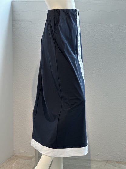 トリミング Ａラインスカート（NAVY×WHITE）