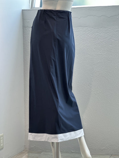 トリミング Ａラインスカート（NAVY×WHITE）
