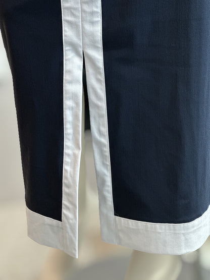 トリミング Ａラインスカート（NAVY×WHITE）